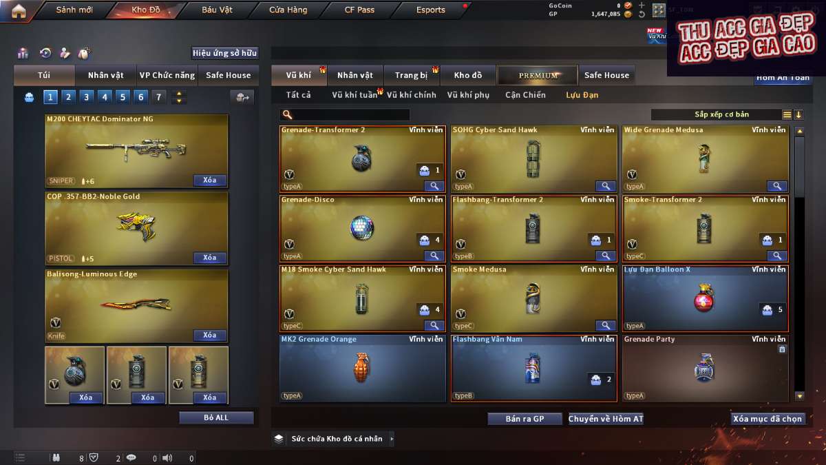 shop acc cf uy tin gia re